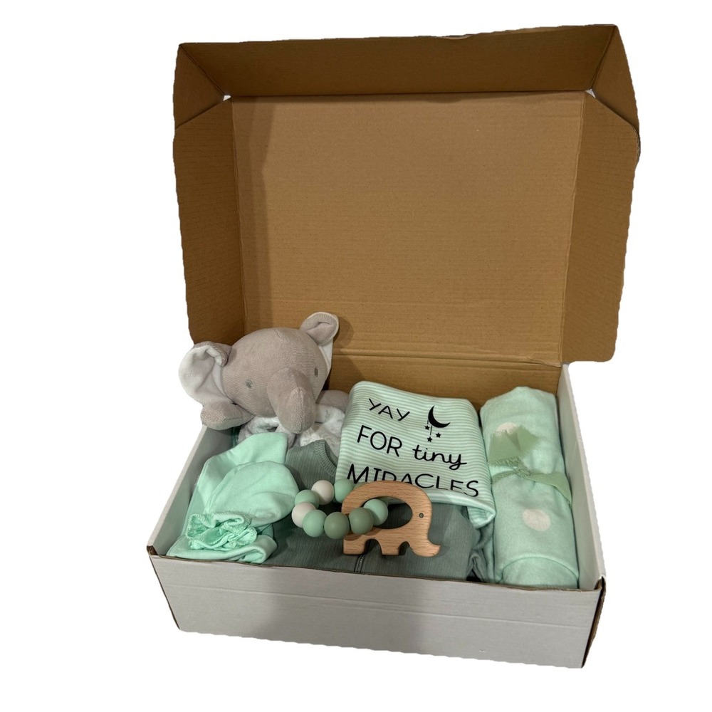 Unisex Baby Gift Box Elephant Baby Shower Present. Perfect Gender Reveal Giftset